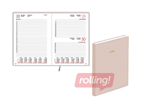 Dienasgrāmata Manager, A5, mākslīgā āda ar faktūru, bēša