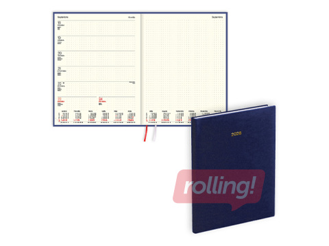 Dienasgrāmata Fortune, A4, mākslīgā āda ar faktūtu,tumši zila