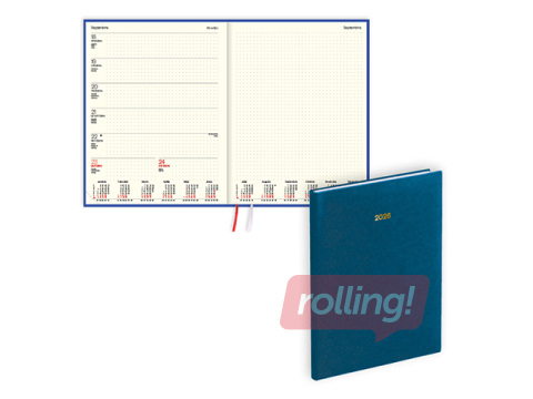 Dienasgrāmata Fortune, A4, mākslīgā āda ar faktūtu, zila