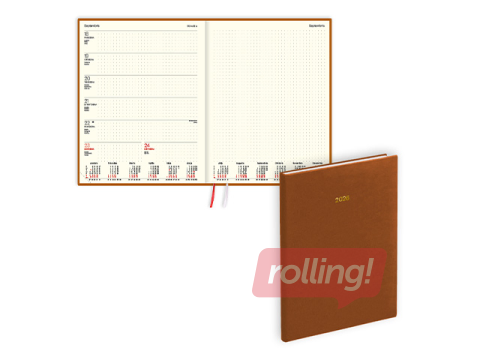 Dienasgrāmata Fortune, A4, mākslīgā āda ar faktūtu, brūna