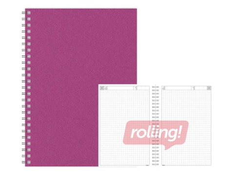 Dienasgrāmata - piezīmju bloks, A5 Cardboard, rūtiņu, rozā