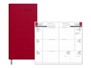 Pocket calendar Midi, leather imitation, bordo