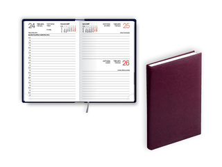 Kabatas kalendārs Mono, A6, mākslīgā āda, bordo