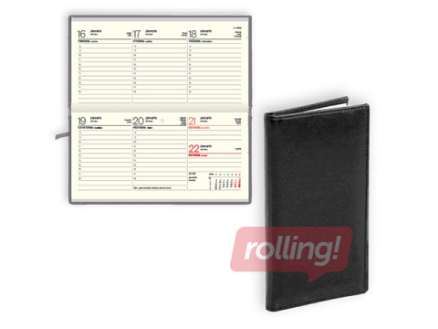 Kabatas kalendārs Lady, mākslīgā āda, melns