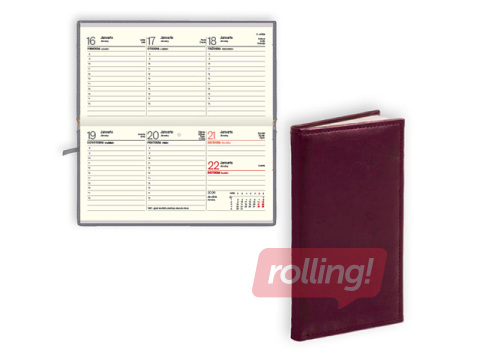 Kabatas kalendārs Lady, āda, bordo