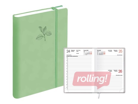 Kabatas kalendārs Mono, A6, mākslīgā āda Soft, salvijas zaļš