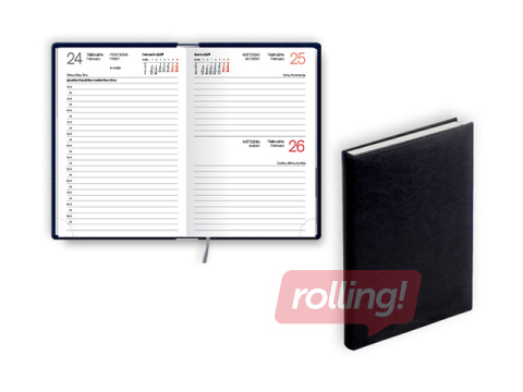 Kabatas kalendārs Mono, A6, mākslīgā āda, melns