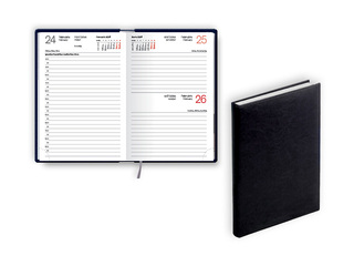 Kabatas kalendārs Mono, A6, mākslīgā āda, melns