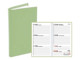 Kabatas kalendārs Pocket, mākslīgā āda, ar spirāli, salvijas zaļa