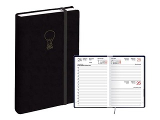 Kabatas kalendārs Mono, A6, mākslīgā āda Soft, melns
