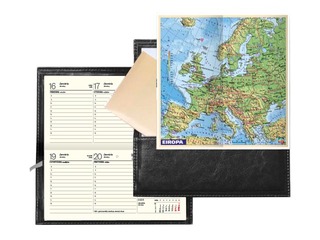 Pocket calendar Lady with cover, leather, black