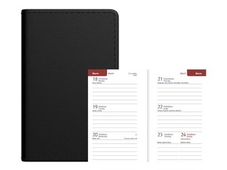 Kabatas kalendārs Mini A8, mākslīgā āda, melns