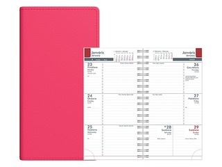 Kabatas kalendārs Midi Spirex, mākslīgā āda, rozā