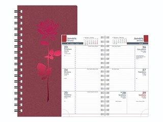 Pocket calendar Midi Spiral Cardboard, red 