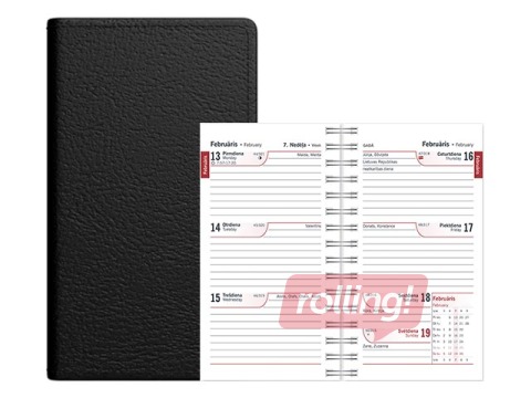 Kabatas kalendārs Mini, mākslīgā āda, melns