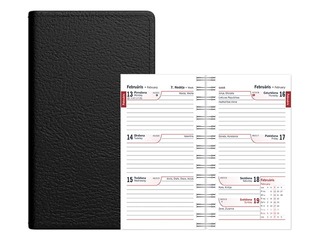 Kabatas kalendārs Mini, mākslīgā āda, melns