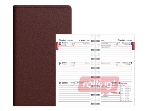 Kabatas kalendārs Mini, mākslīgā āda, tumši brūns