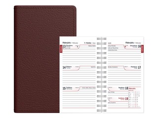 Kabatas kalendārs Mini, mākslīgā āda, tumši brūns