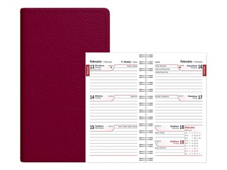 Kabatas kalendārs Mini, mākslīgā āda, bordo