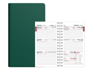 Kabatas kalendārs Mini, mākslīgā āda, tumši zaļš