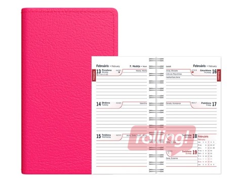 Kabatas kalendārs Mini, mākslīgā āda, rozā