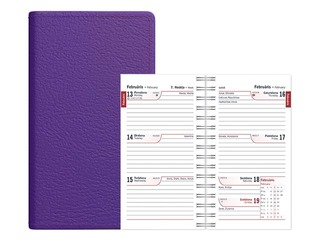 Kabatas kalendārs Mini, mākslīgā āda, ceriņkrāsas