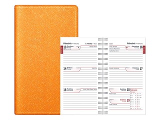 Kabatas kalendārs Mini, mākslīgā āda, oranžs