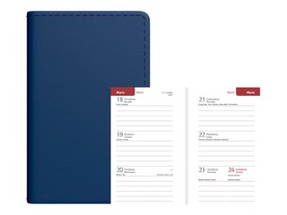 Kabatas kalendārs Mini A8, mākslīgā āda, tumši zils