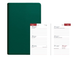 Kabatas kalendārs Mini A8, mākslīgā āda, tumši zaļš