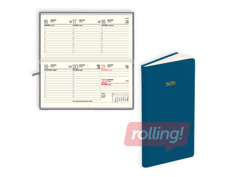 Kabatas kalendārs Lady, mākslīgā āda ar tekstūru, zils