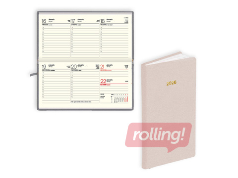 Kabatas kalendārs Lady, mākslīgā āda ar tekstūru, bēšs