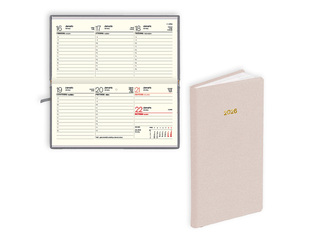 Kabatas kalendārs Lady, mākslīgā āda ar tekstūru, bēšs