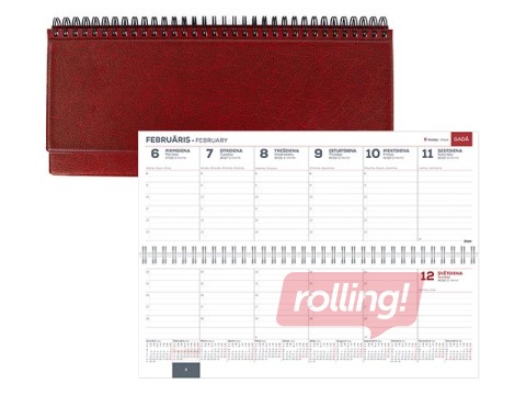 Galda kalendārs Memo, PVC, bordo