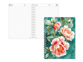 Dienasgrāmata - piezīmju bloks bez datumiem, Tempo Spiral, rūtiņu, Coral Sunset