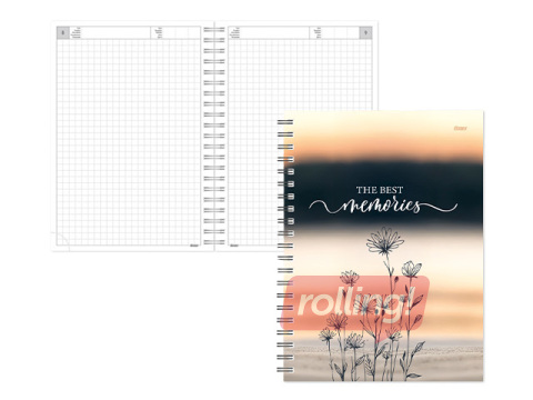 Dienasgrāmata - piezīmju bloks bez datumiem, Tempo Spiral, rūtiņu, Memories