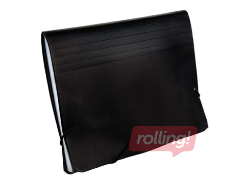 Mape - kartotēka Grand, 12 nodalījumi, melna, A5