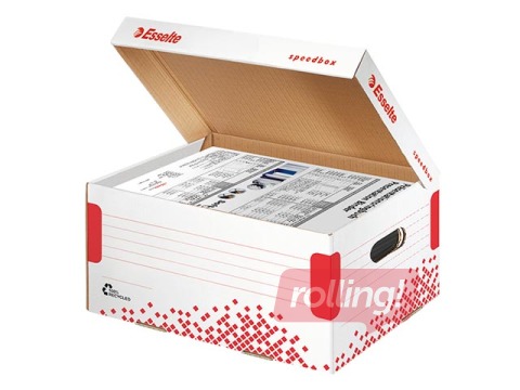 Arhīva kaste ar vāku Esselte Speedbox, A4, kartona, balta