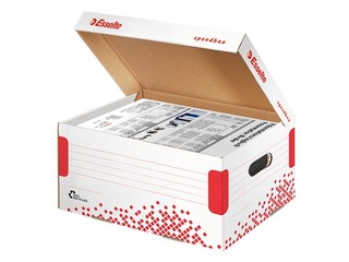 Arhīva kaste ar vāku Esselte Speedbox, A4, kartona, balta