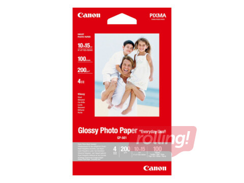 Foto papīrs Canon GP-501 glancēts, 10x15cm, 200 g/m² (100 loksnes)