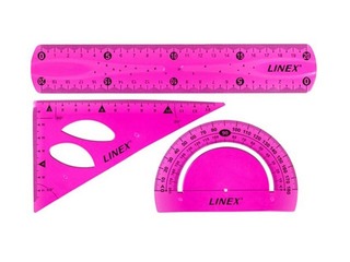 Lineālu komplekts Linex Flex, rozā