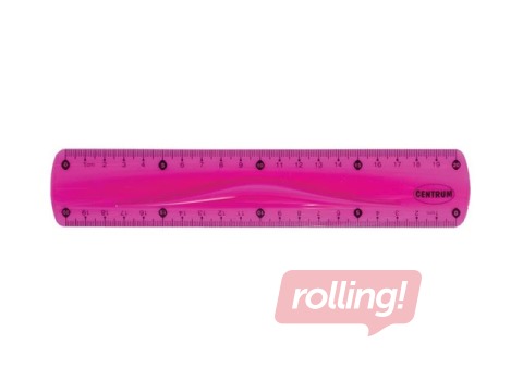 Lineāls Centrum Soft  ABS, 20 cm, lokans, rozā