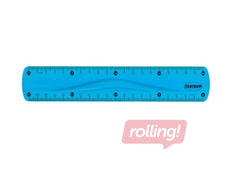 Lineāls Centrum Soft  ABS, 20 cm, lokans, zils