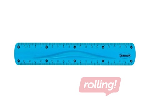 Lineāls Centrum Soft  ABS, lokans, zils, 20cm