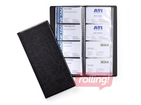 Vizītkaršu bloks Durable Visifix, 192 vizītkartēm, melns, 115x253mm