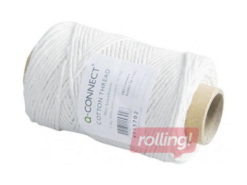 Kokvilnas diegs Q-Connect, vaskots, balts, 80m