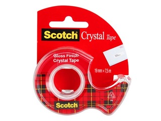 Tape with holder 3M Scotch Crystal, 19mmx7.5m