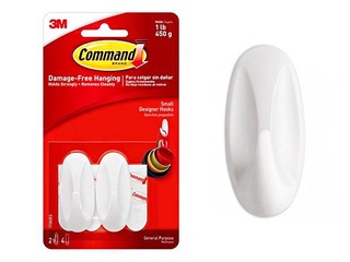 Pakaramais Command S, plastmasas, pielīmējams, balts