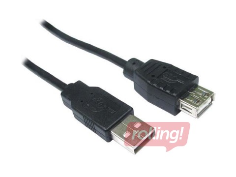 USB 2.0 pagarin. kabelis A/M-A/F tips, 1.8m, melns 