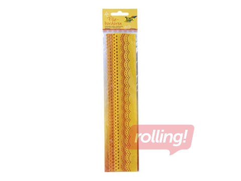 Filca mežģīņu lentes Folia, 4 gab, 30 cm, dzeltenas