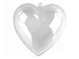 Caurspīdīga akrila sirds, 2 daļas, 8 cm